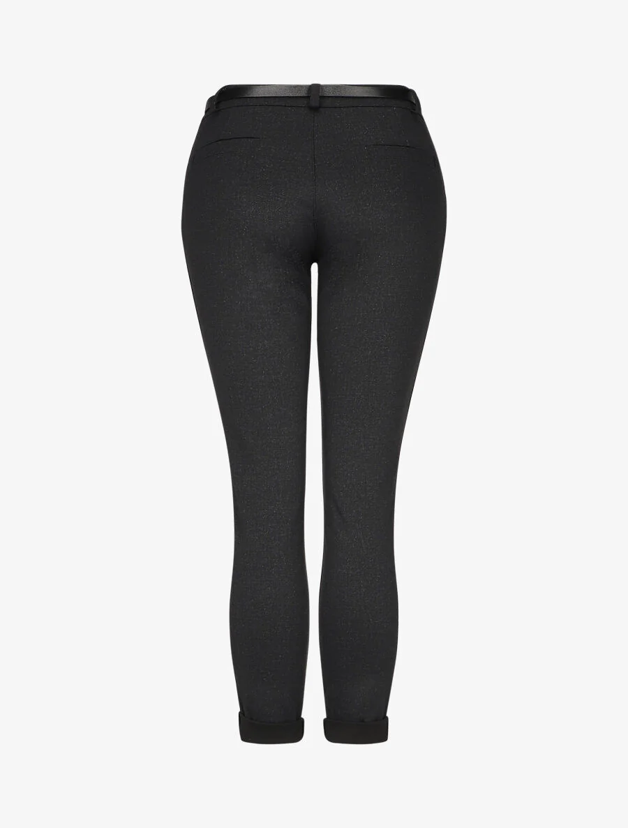 Pantalon droit à bords retroussés - Noir - Image 2