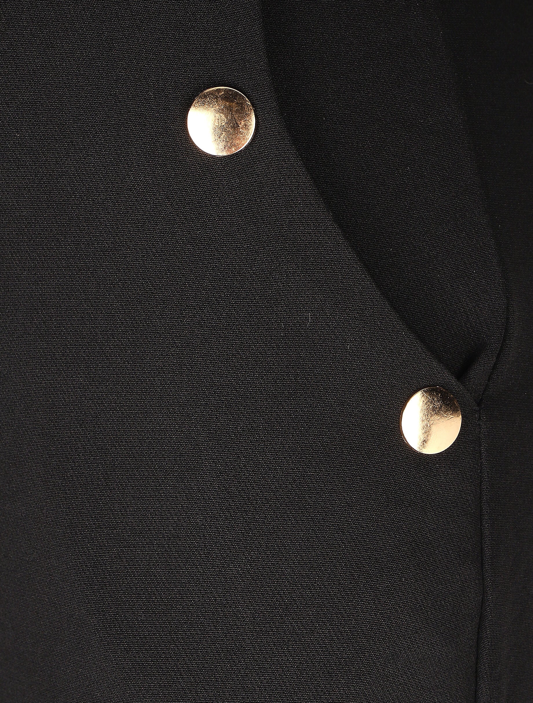 Pantalon droit à boutons décoratifs dorés - Noir - Image 3