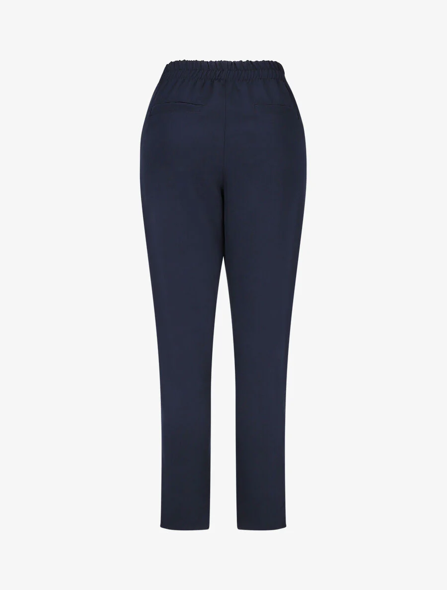 Pantalon droit à boutons décoratifs dorés - Marine - Image 2