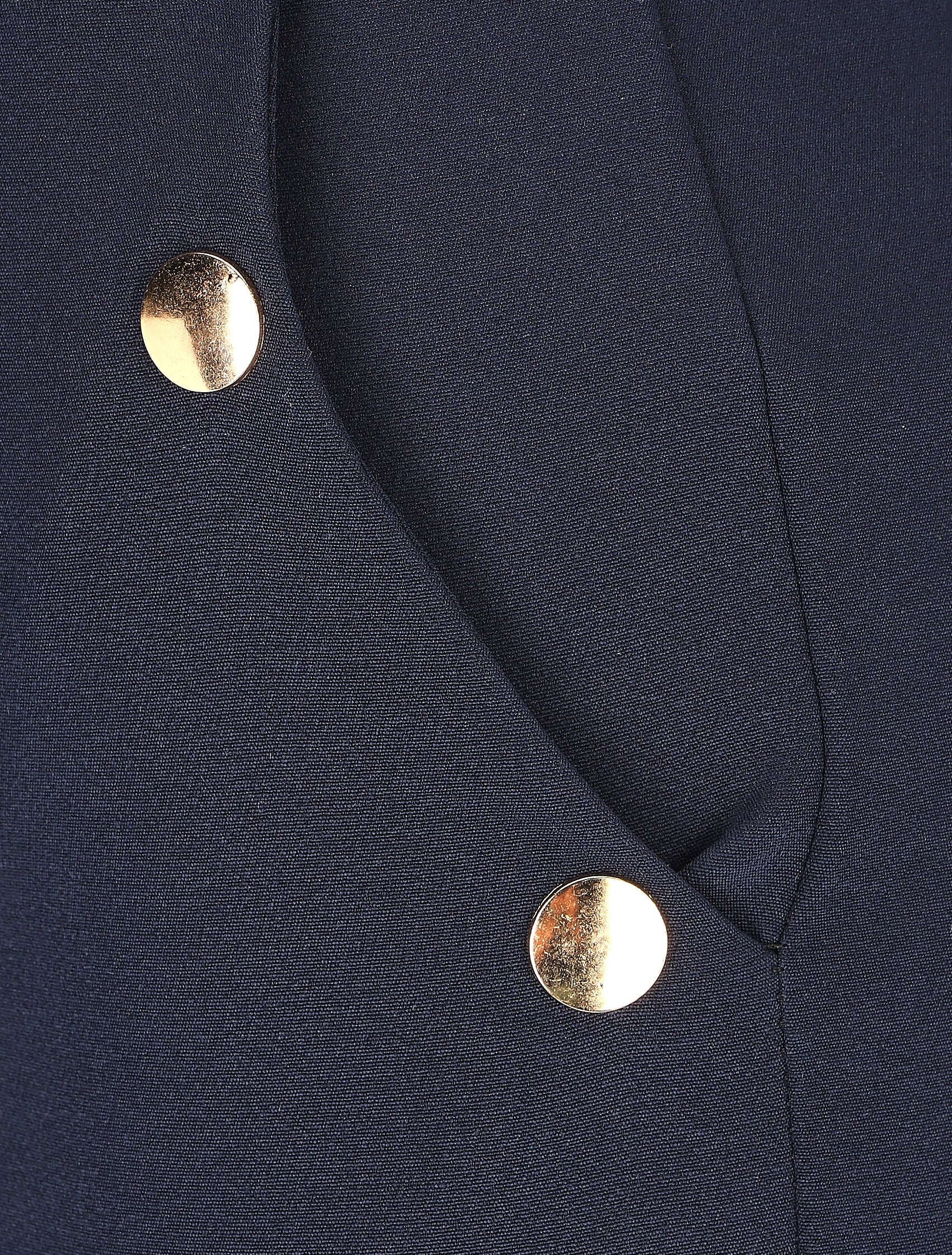 Pantalon droit à boutons décoratifs dorés - Marine - Image 3