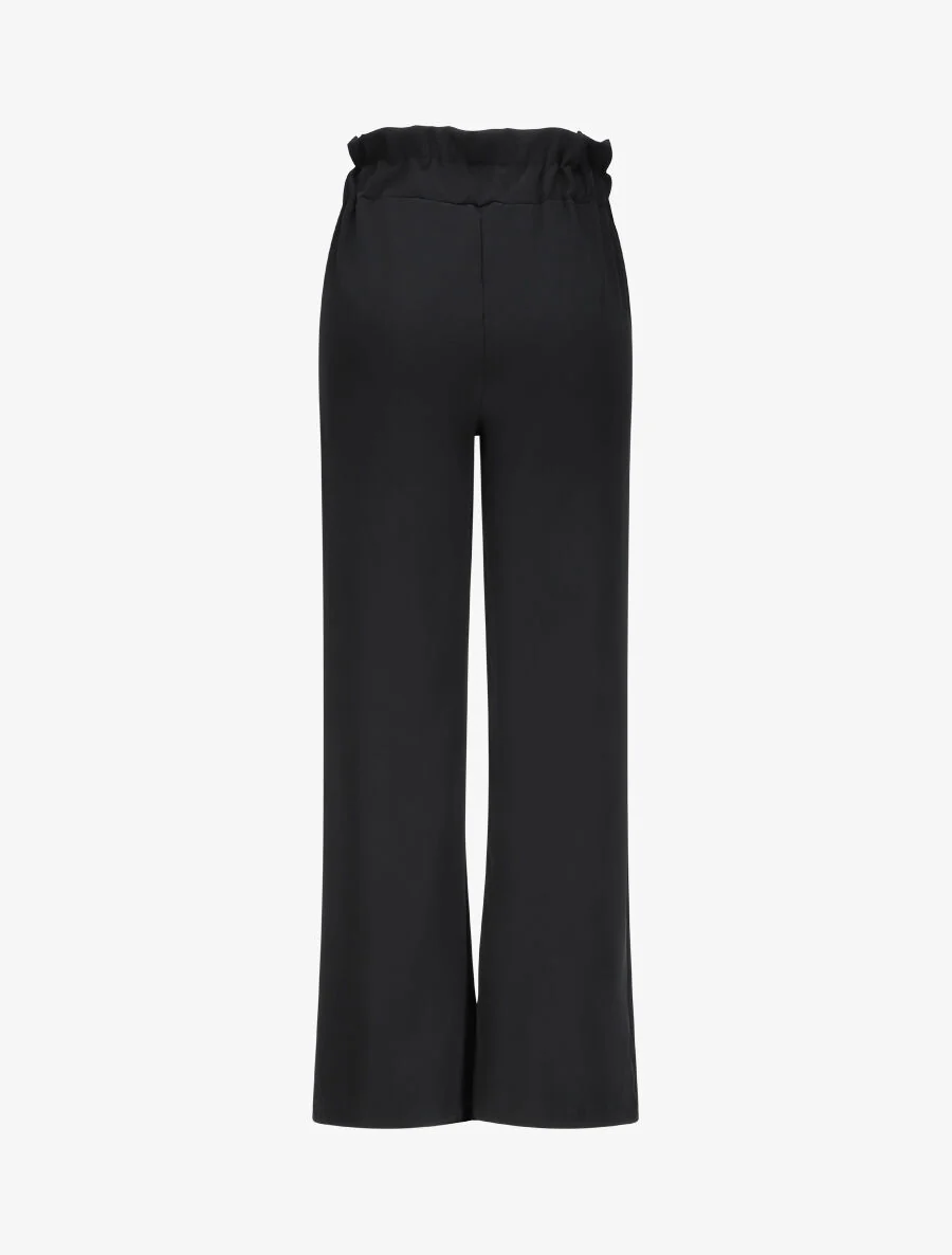 Pantalon droit à boutons et taille stylisés - Noir - Image 2