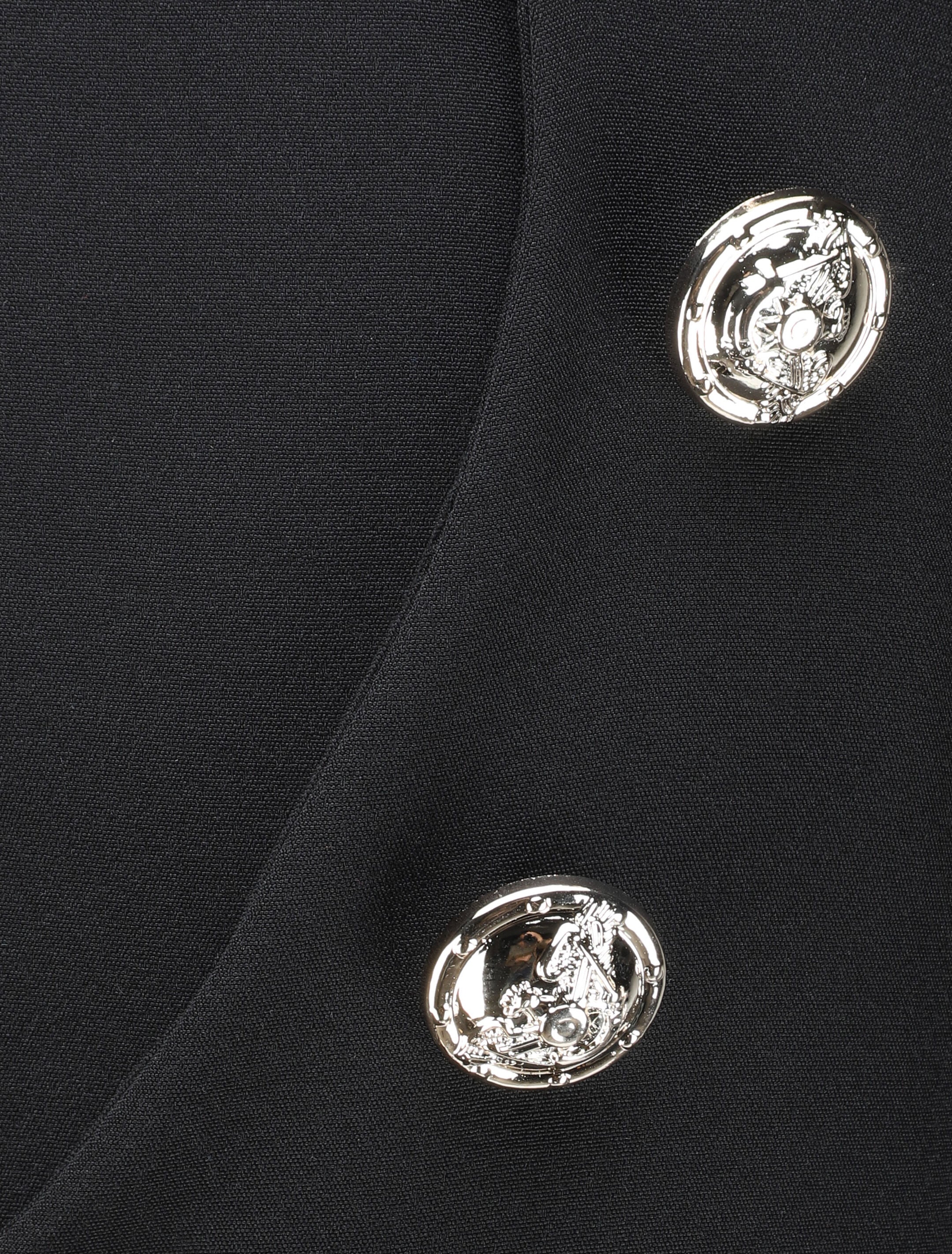 Pantalon droit à boutons et taille stylisés - Noir - Image 3