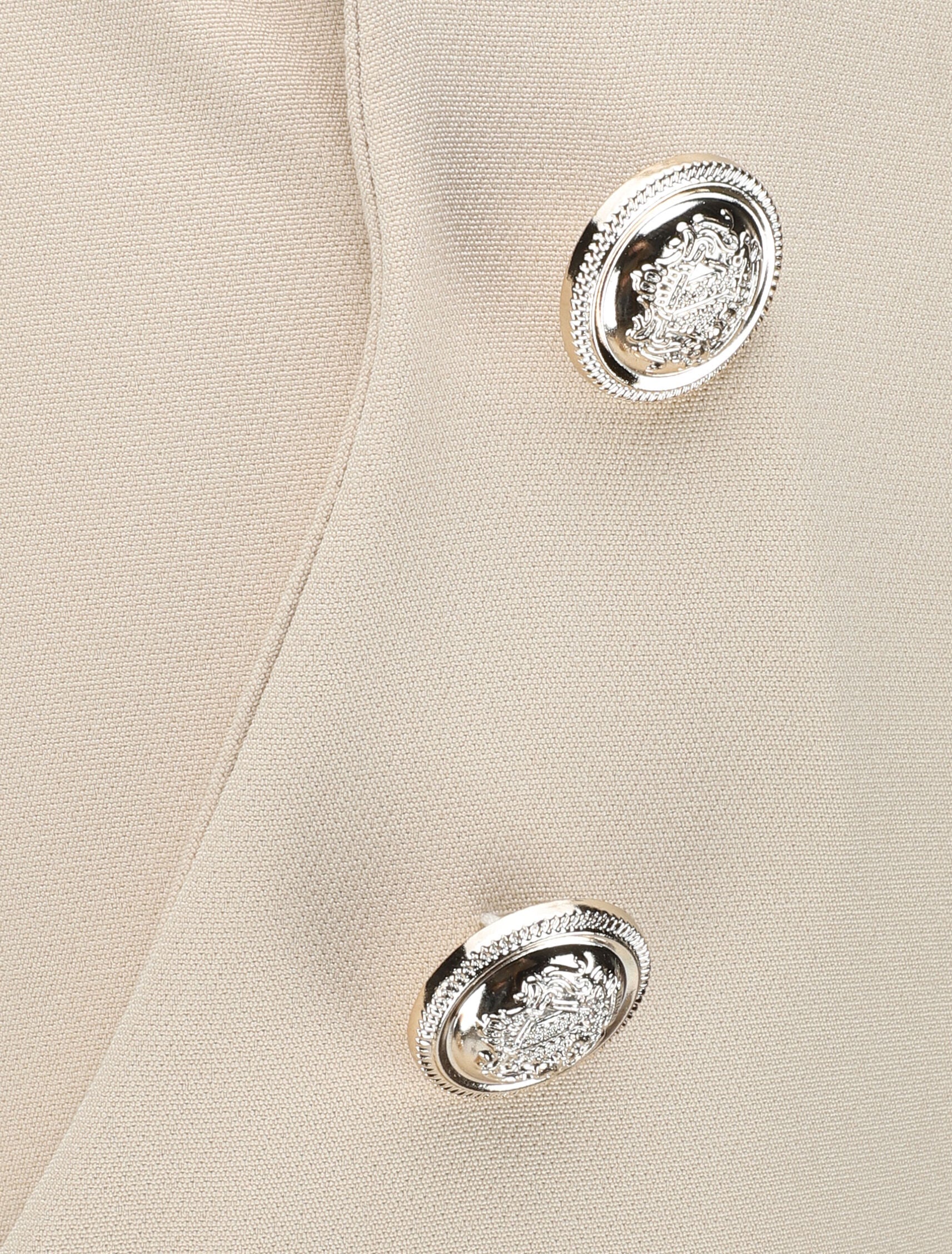 Pantalon droit à boutons et taille stylisés - Beige - Image 3