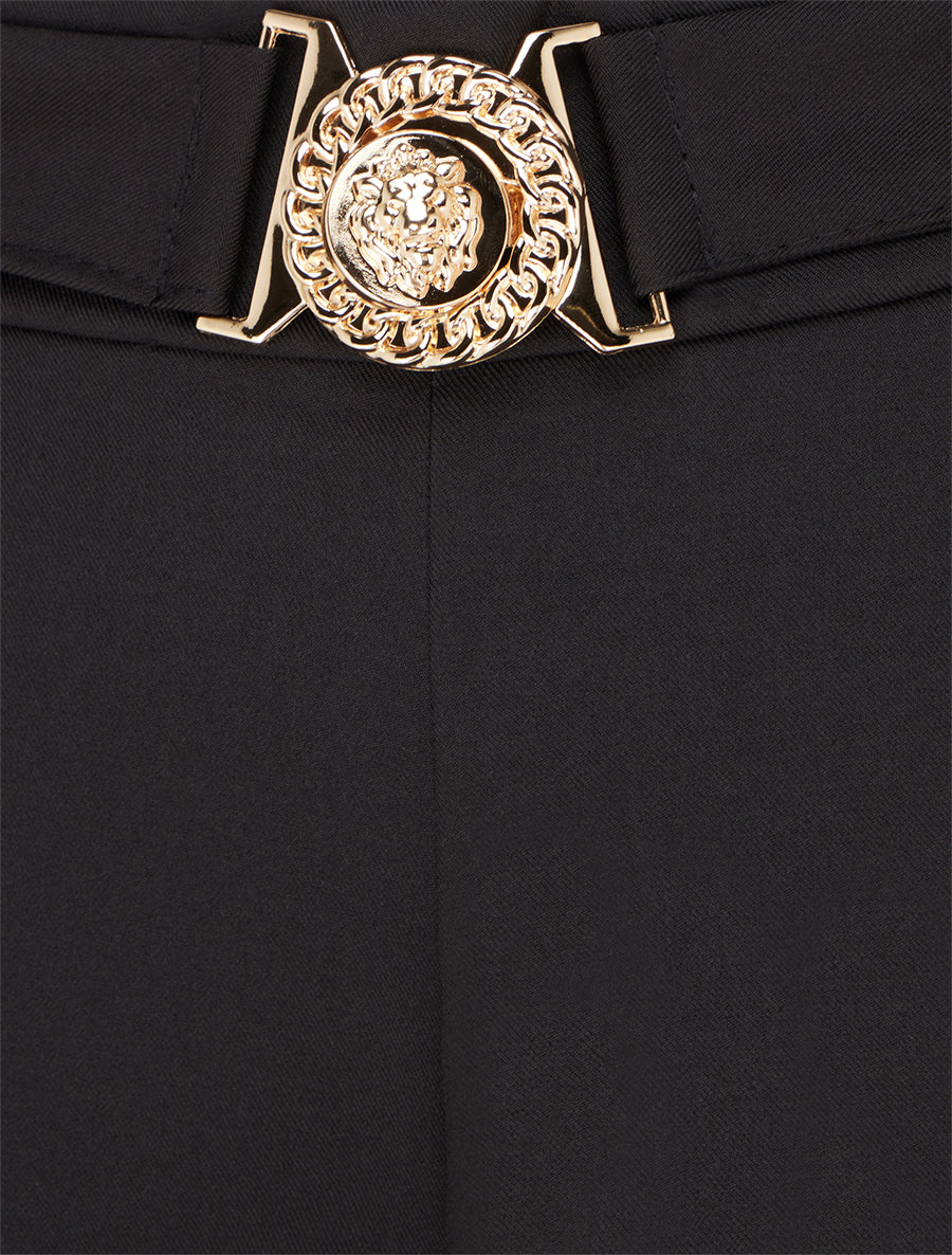 Pantalon droit à ceinture fantaisie - Noir - Image 3