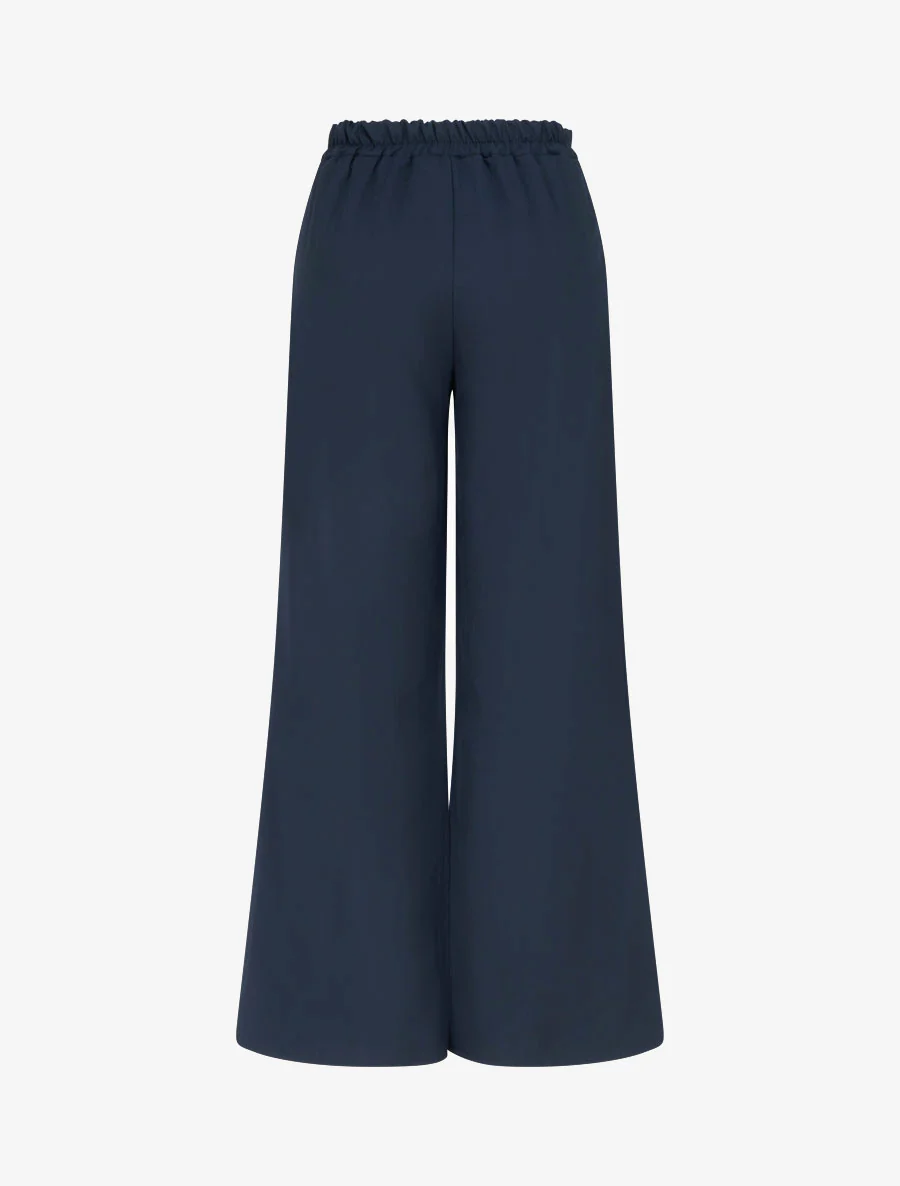 Pantalon droit à ceinture fantaisie - Marine - Image 2