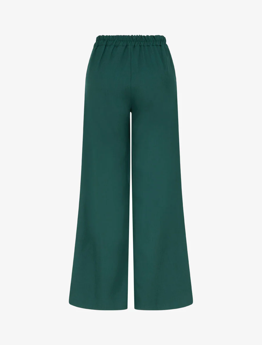 Pantalon droit à ceinture fantaisie - Vert foncé - Image 2