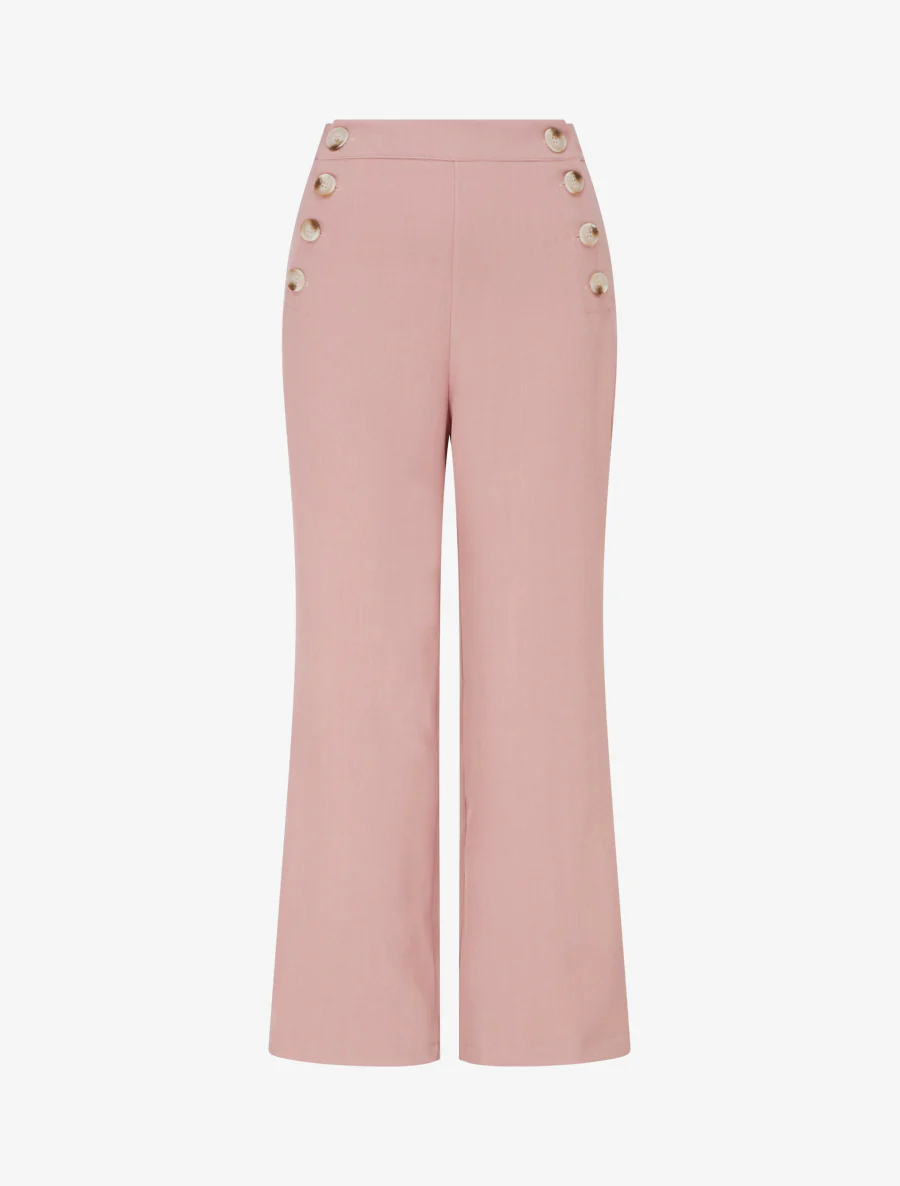 Pantalon droit à fermeture boutonnée sur les côtés - Rose