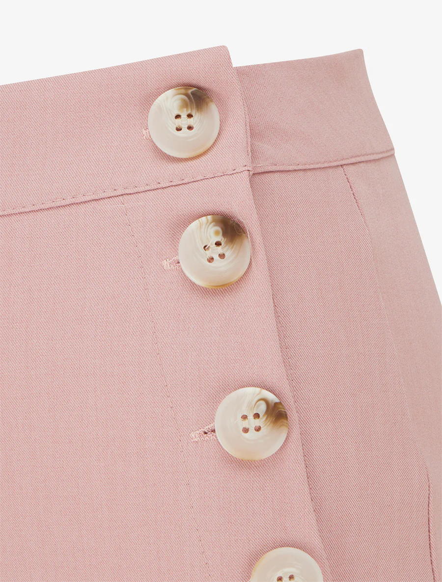 Pantalon droit à fermeture boutonnée sur les côtés - Rose - Image 3
