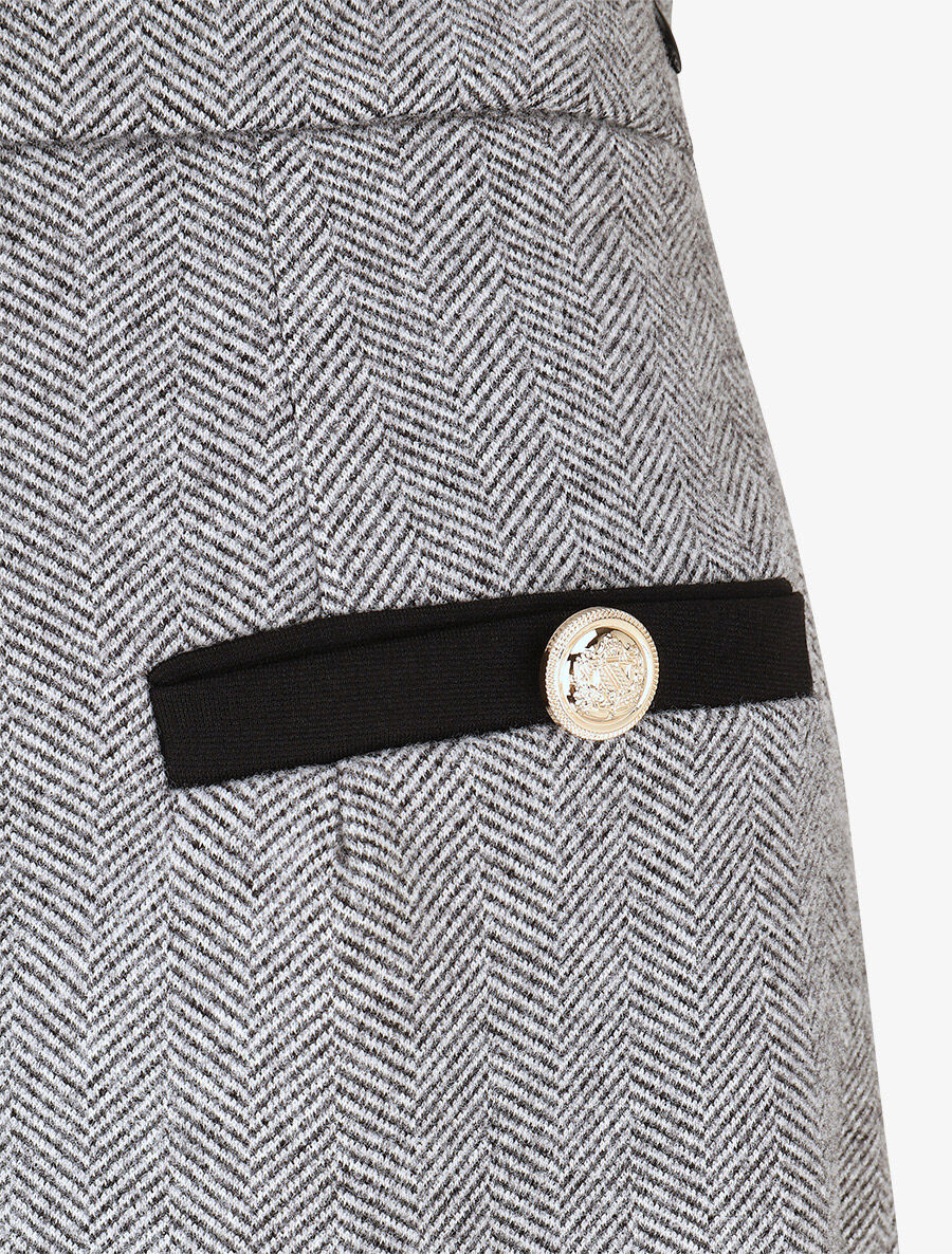 Pantalon droit à imprimé chevron - Noir - Image 3