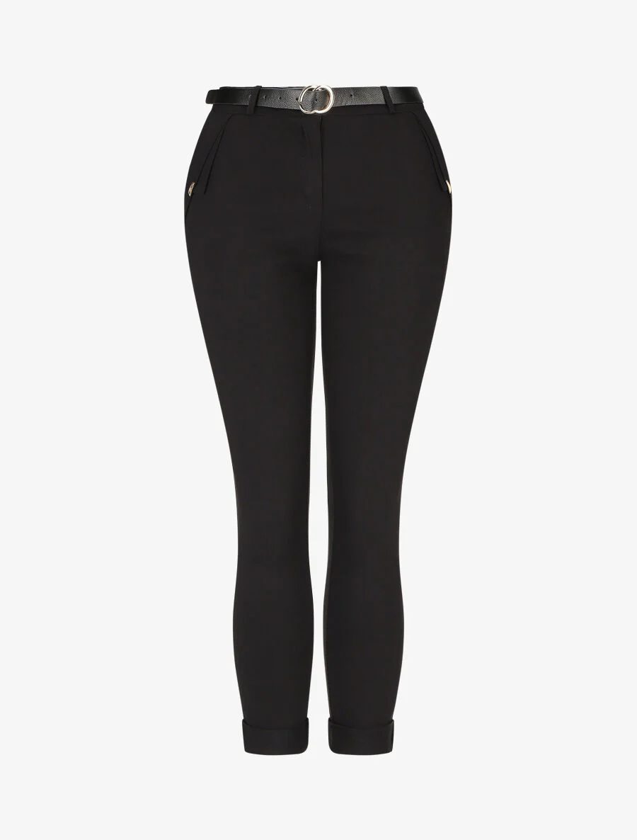 Pantalon droit à poches fantaisies - Noir