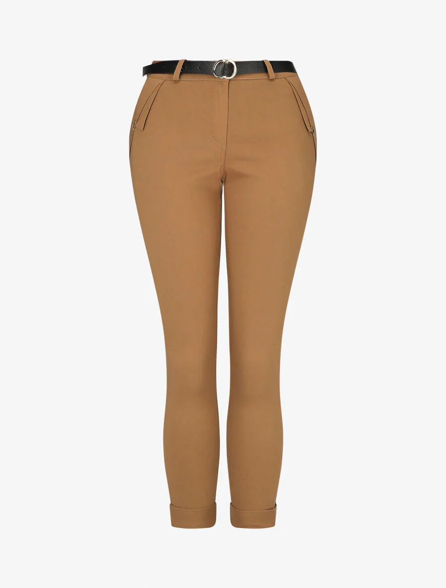 Pantalon droit à poches fantaisies - Camel