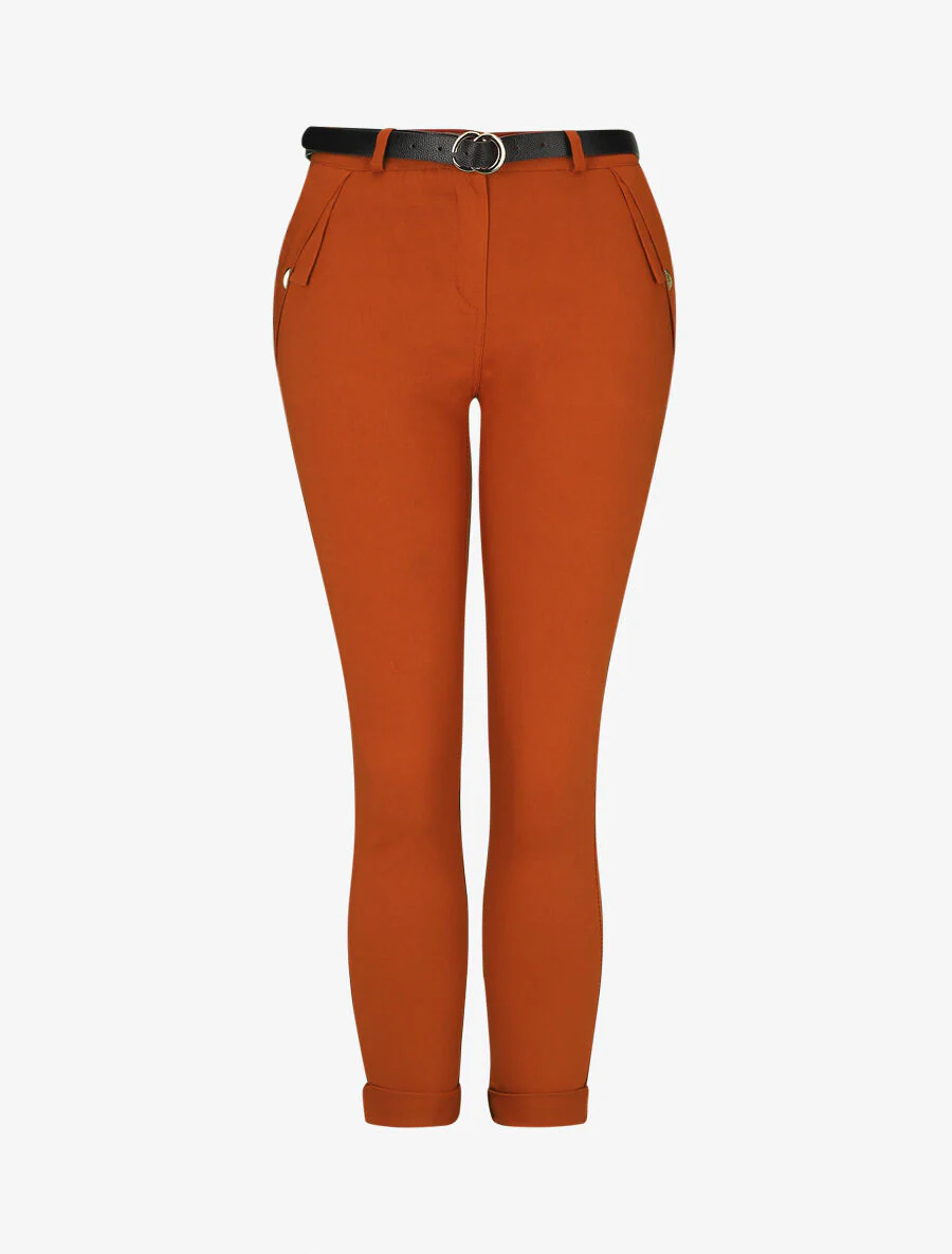 Pantalon droit à poches fantaisies - Orange