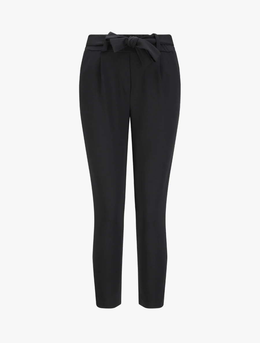 Pantalon droit à taille élastiquée - Noir