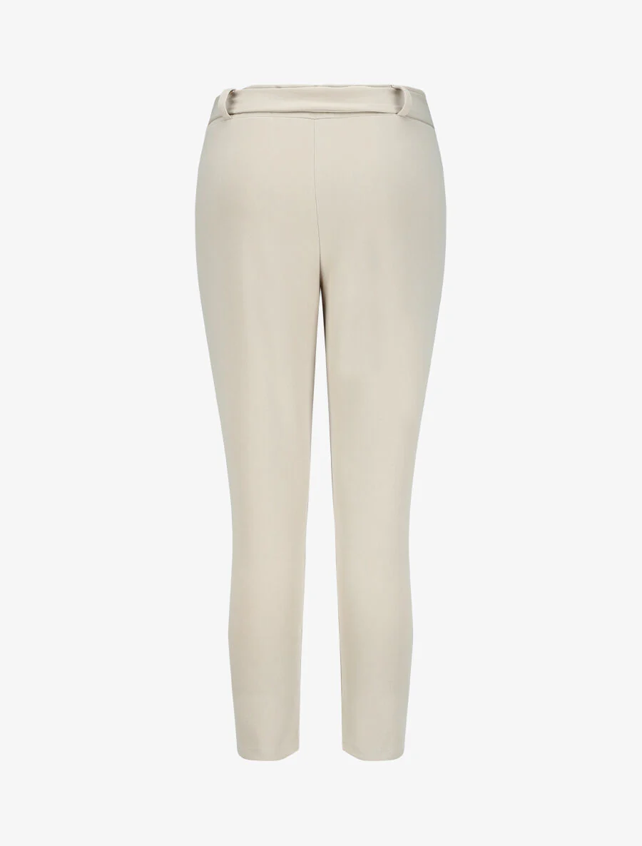 Pantalon droit à taille élastiquée - Beige - Image 2