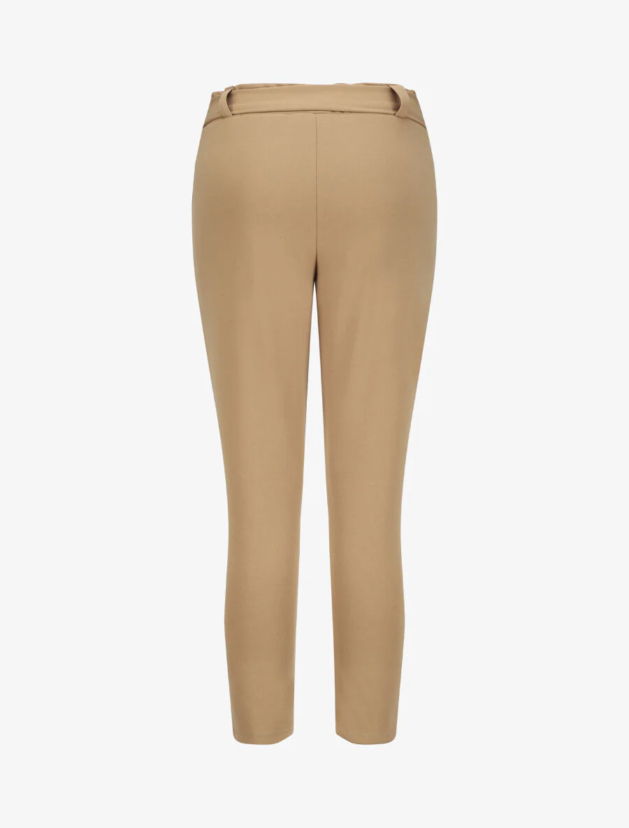 Pantalon droit à taille élastiquée - Camel - Image 2