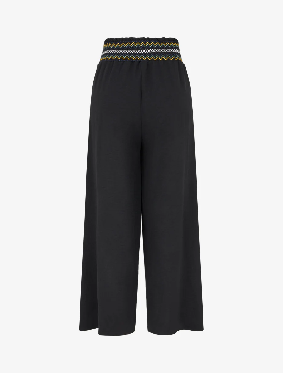 Pantalon droit à taille haute élastiquée - Noir - Image 2