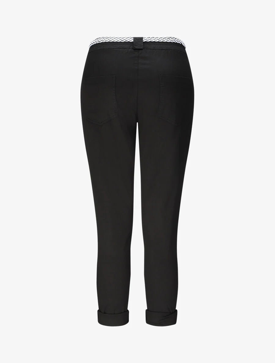 Pantalon droit à taille haute élastiquée - Noir - Image 2