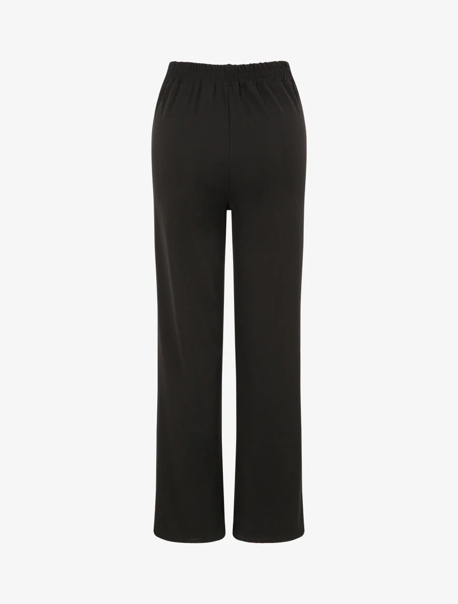 Pantalon droit ample uni à taille haute - Noir - Image 2