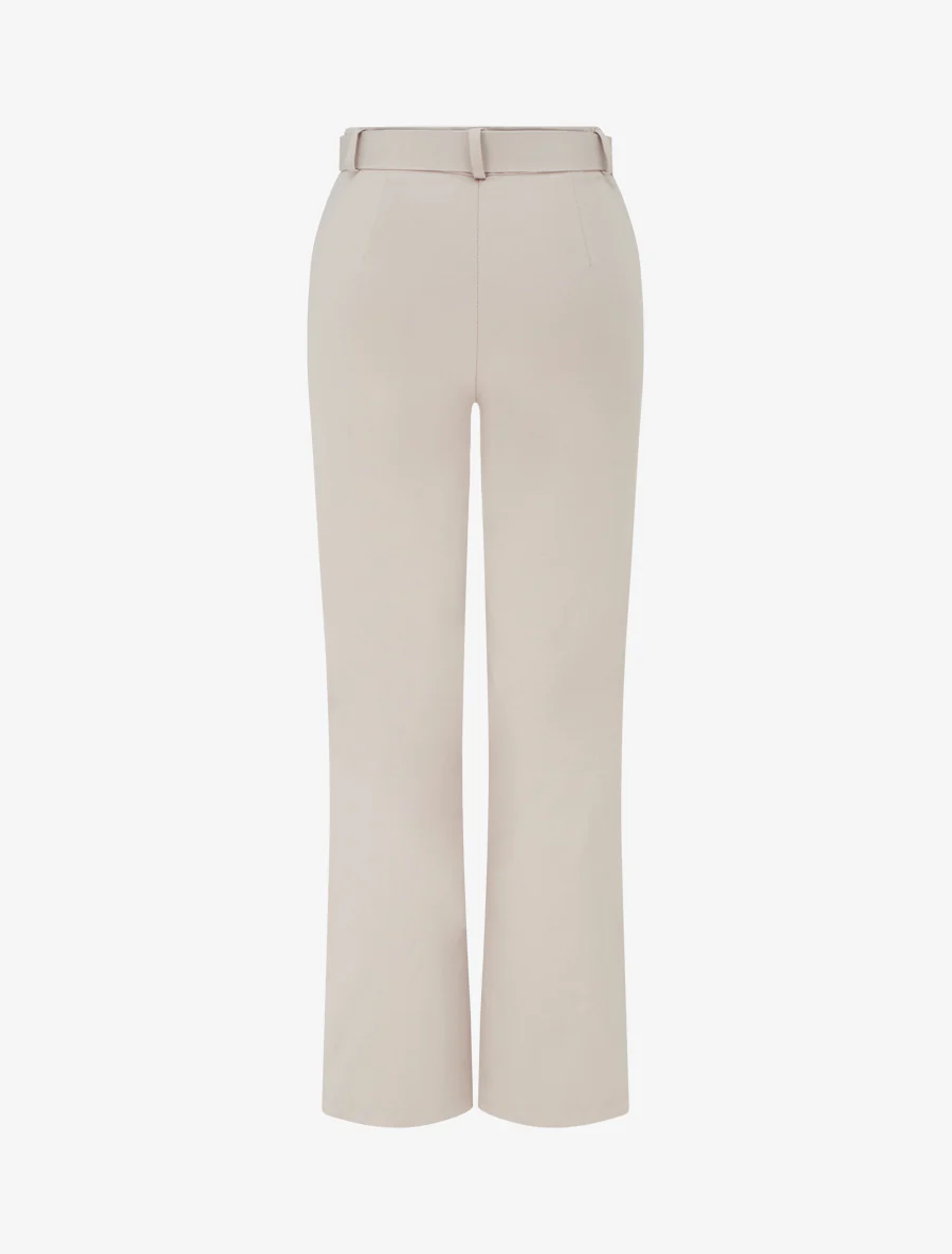 Pantalon droit ceinturé - Beige - Image 2