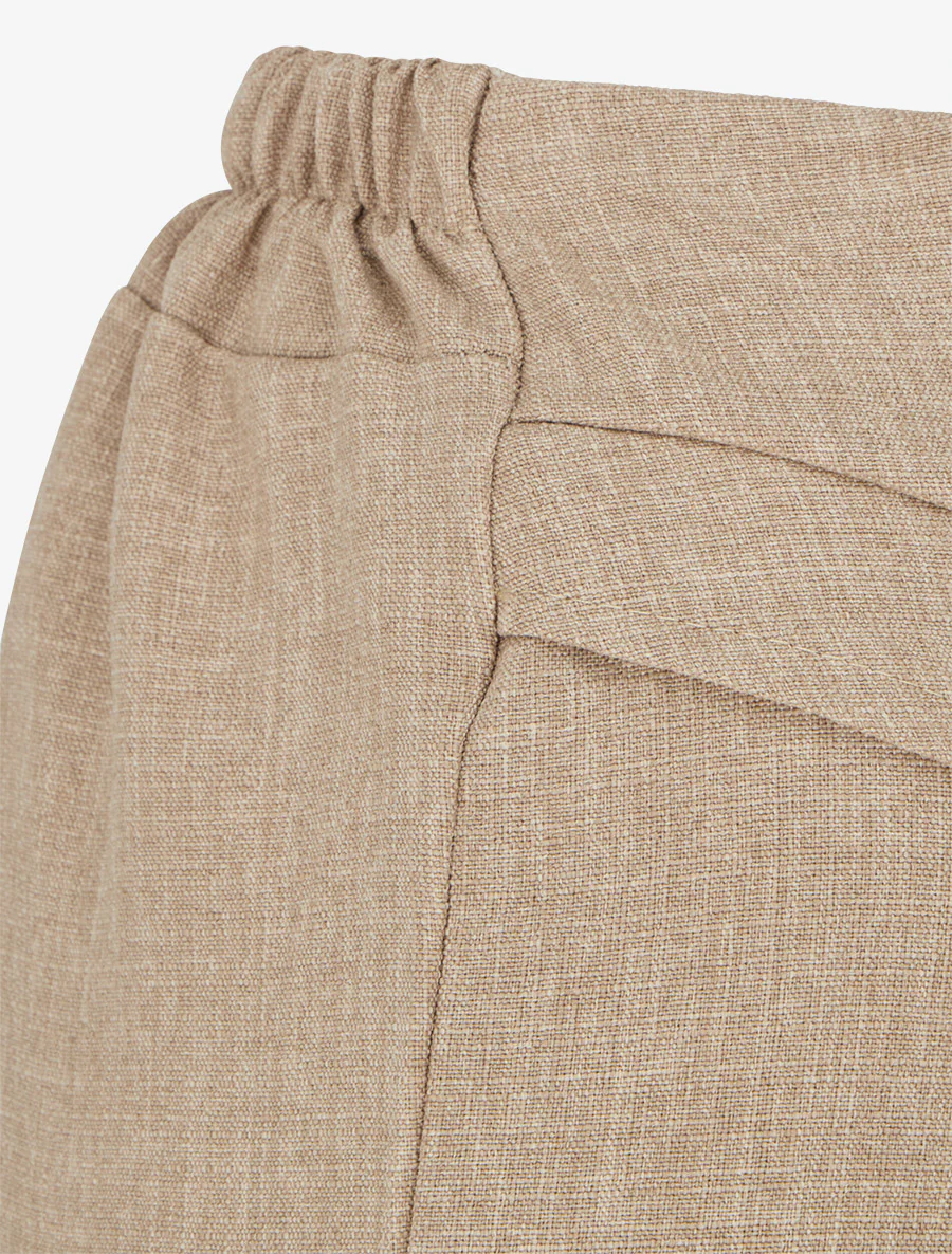 Pantalon droit effet lin à double pans - Taupe - Image 3