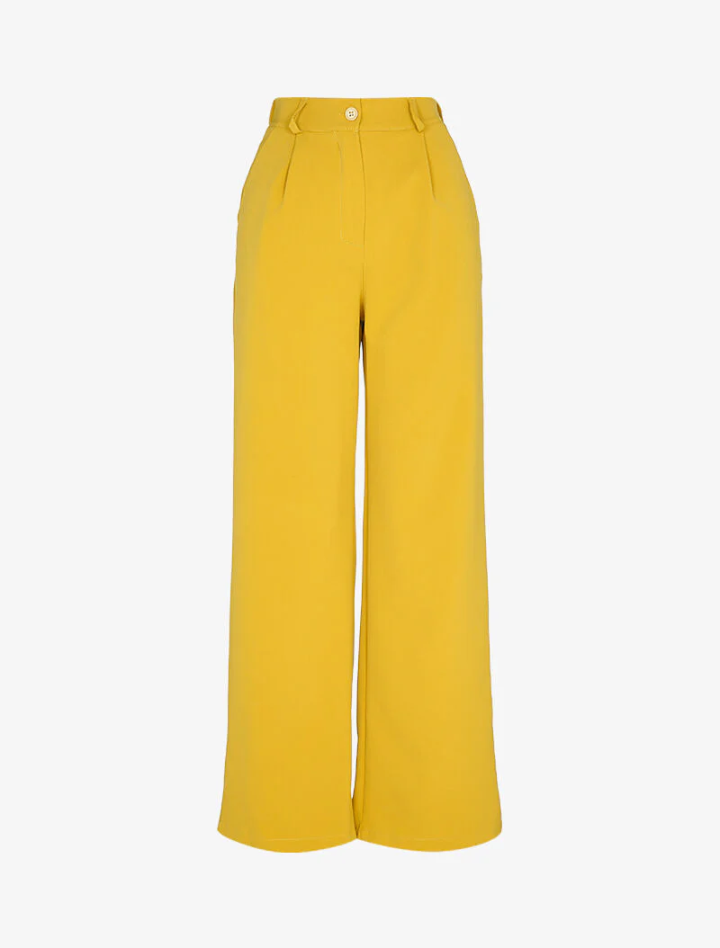 Pantalon droit fluide et ajusté à jambes extra longues - Moutarde
