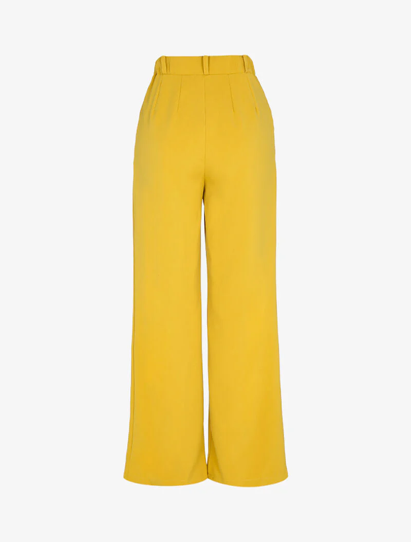 Pantalon droit fluide et ajusté à jambes extra longues - Moutarde - Image 2