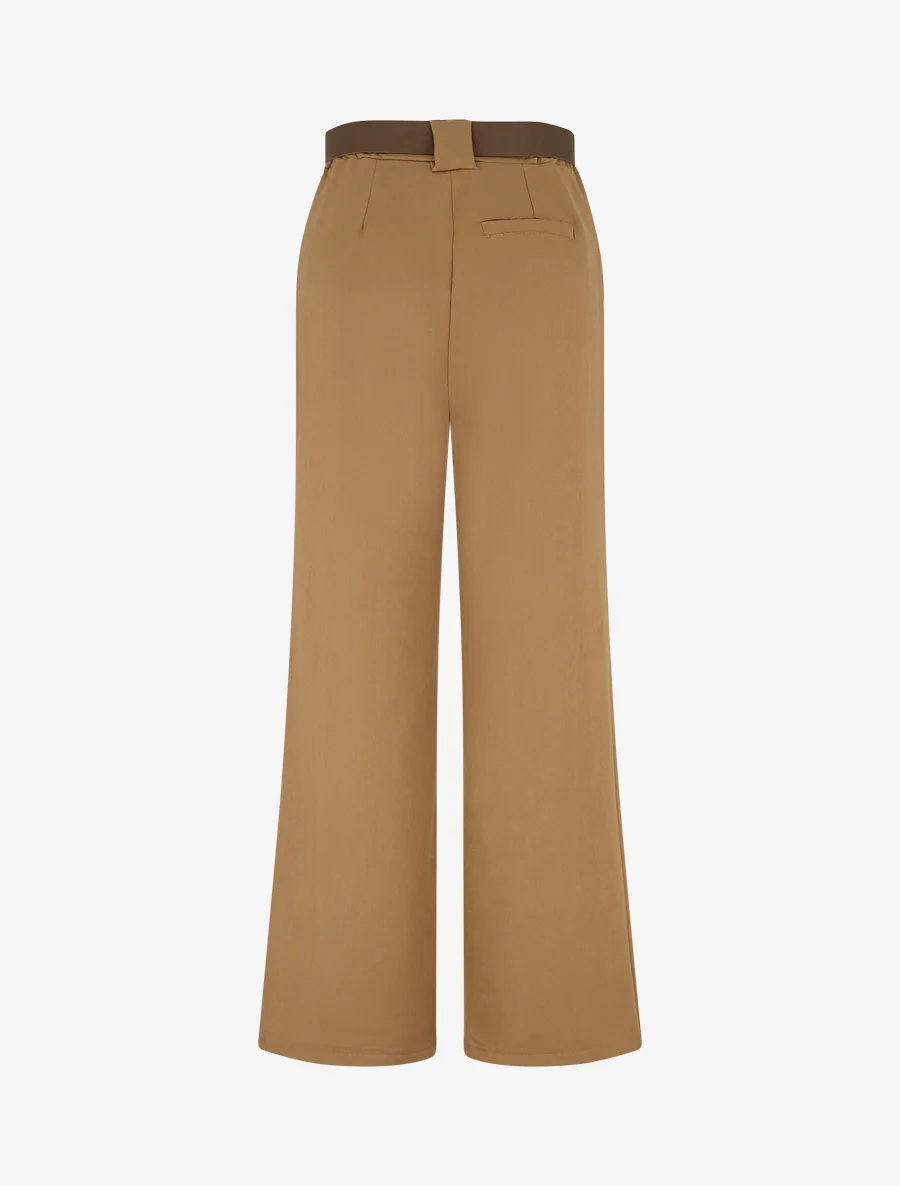 Pantalon droit fluide uni - Camel - Image 2