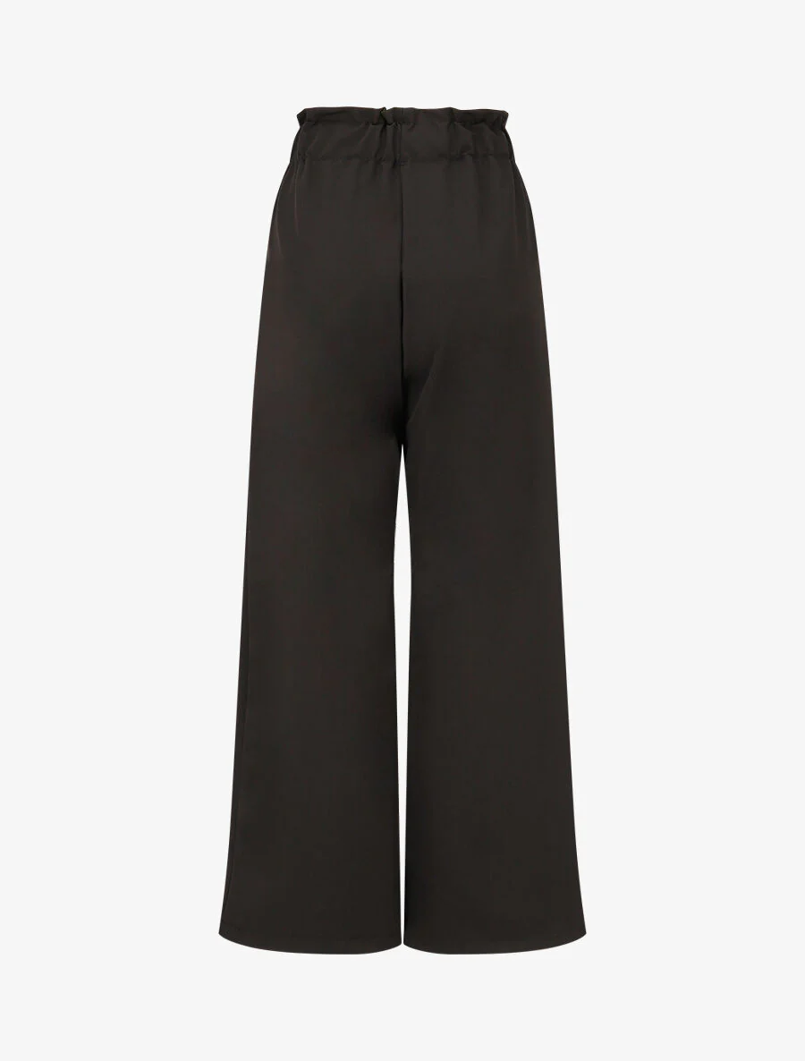 Pantalon droit taille haute élastiquée - Noir - Image 2