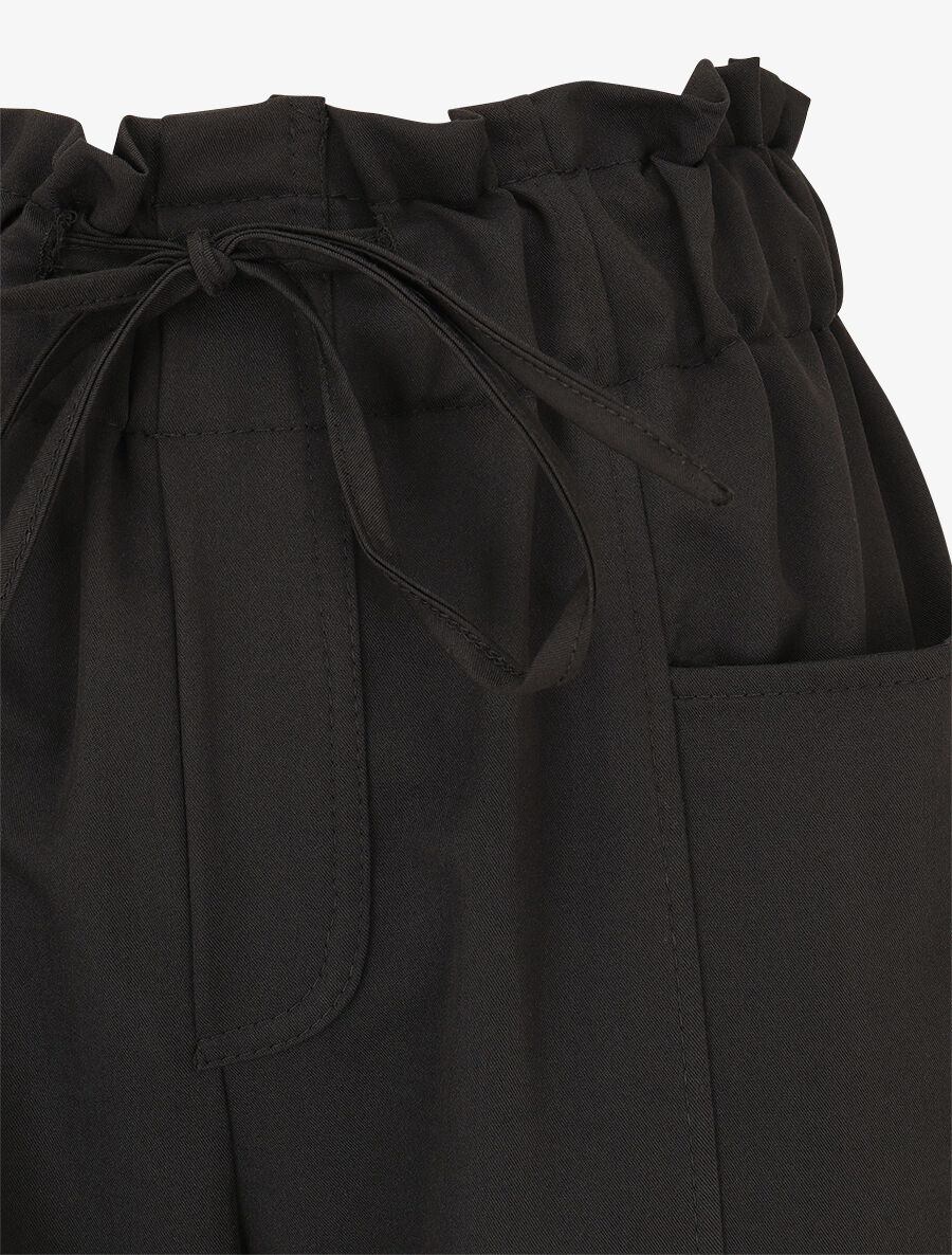 Pantalon droit taille haute élastiquée - Noir - Image 3