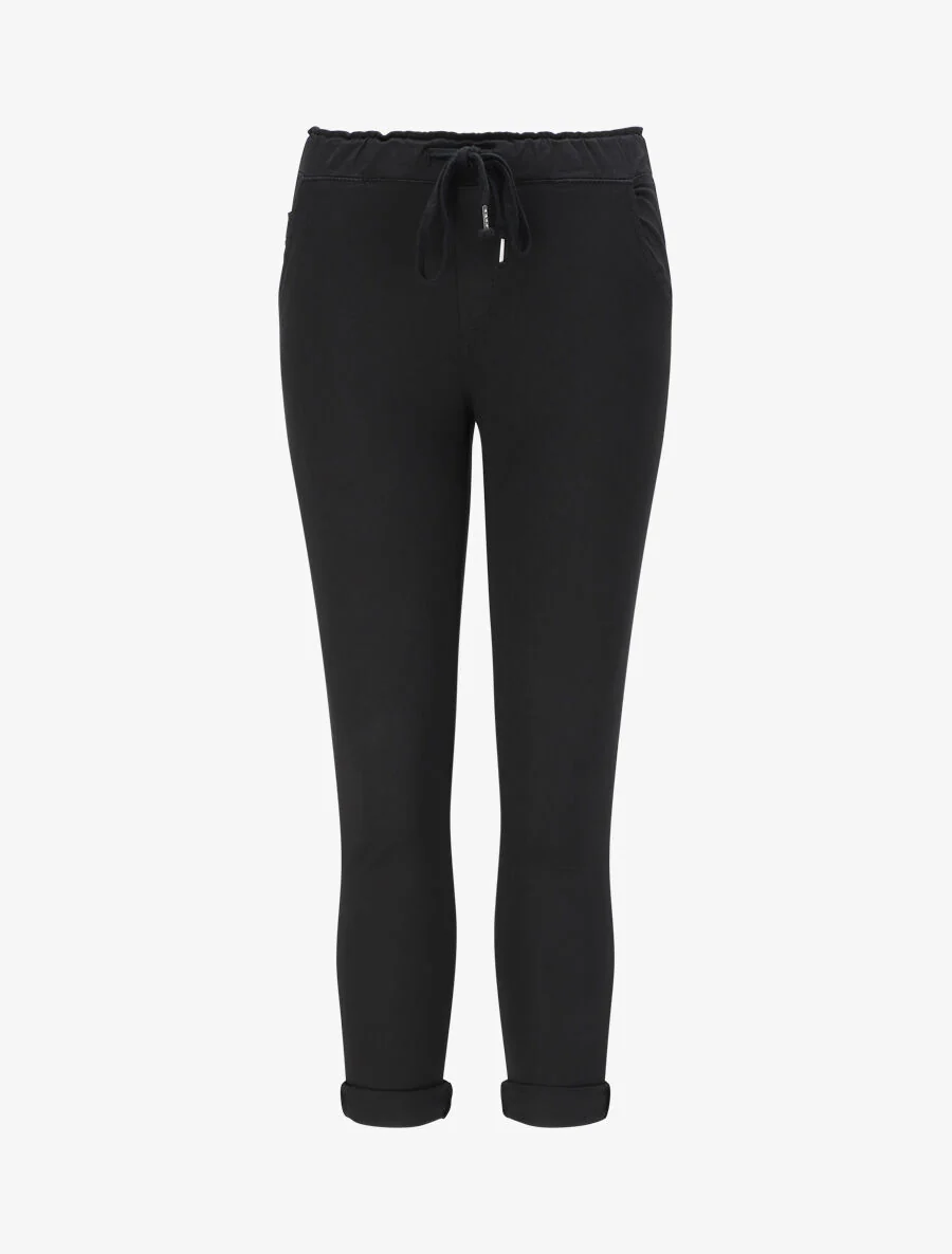 Pantalon droit taille haute froncée - Noir
