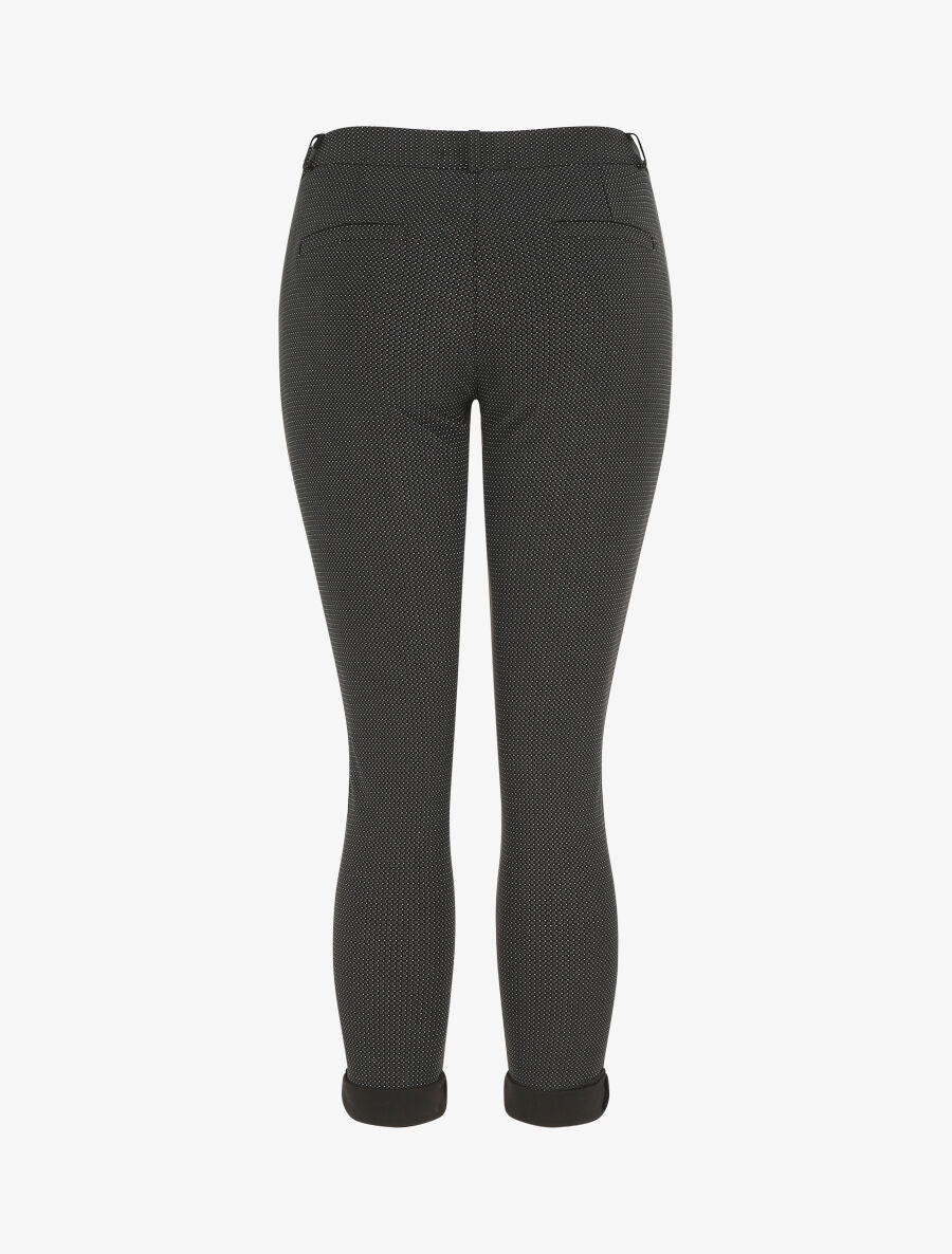 Pantalon droit taille haute imprimé petits points - Noir - Image 2