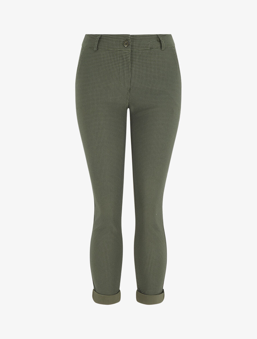 Pantalon droit taille haute imprimé petits points - Kaki