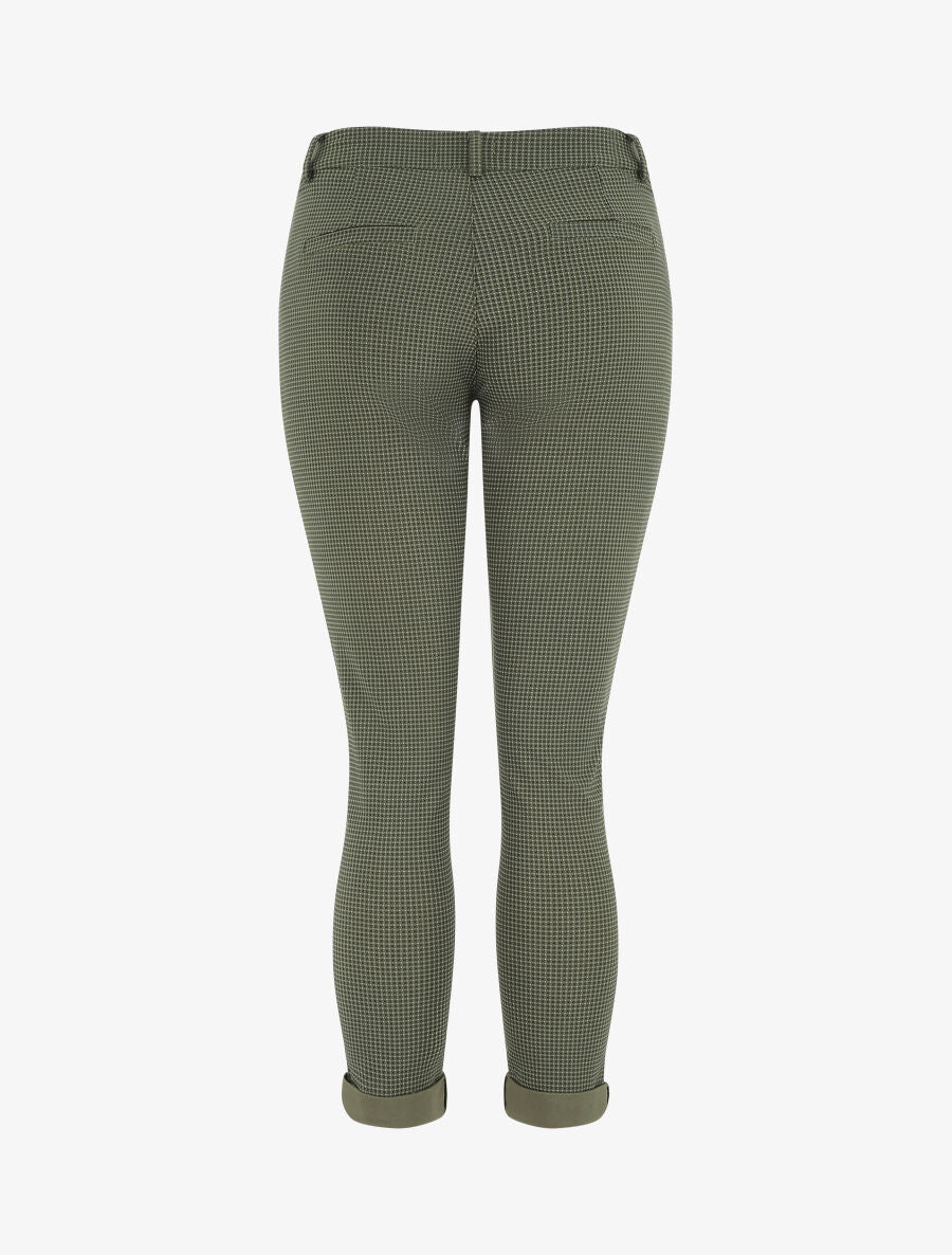 Pantalon droit taille haute imprimé petits points - Kaki - Image 2