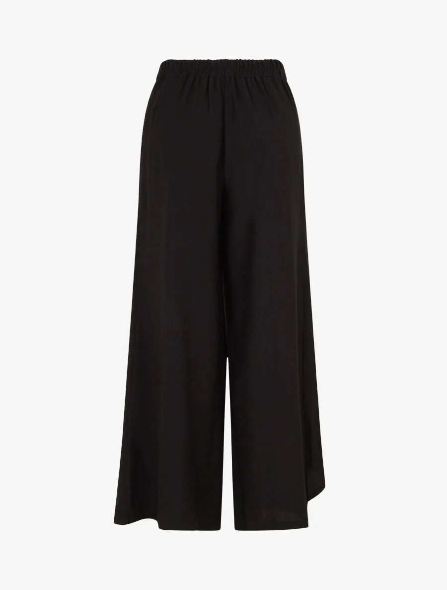 Pantalon droit uni à pan - Noir - Image 2