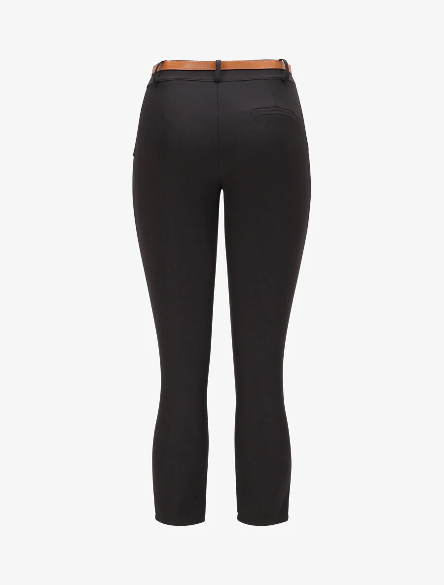 Pantalon droit uni à taille haute - Noir - Image 2