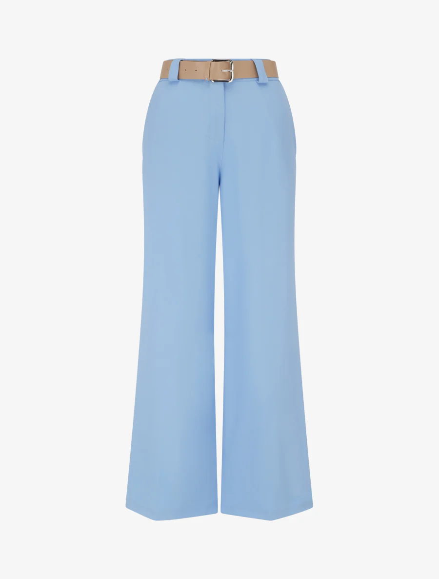 Pantalon droit uni élastiqué - Bleu ciel