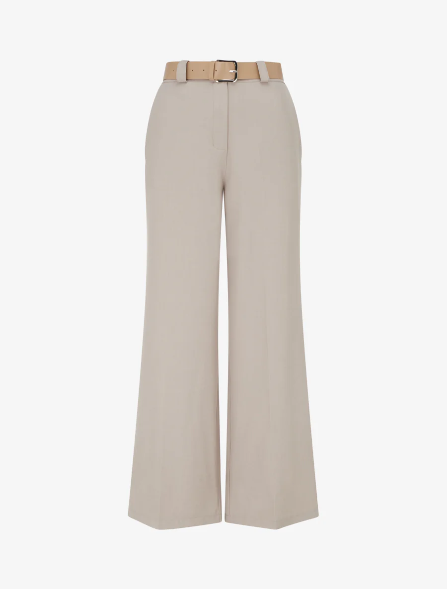 Pantalon droit uni élastiqué - Taupe