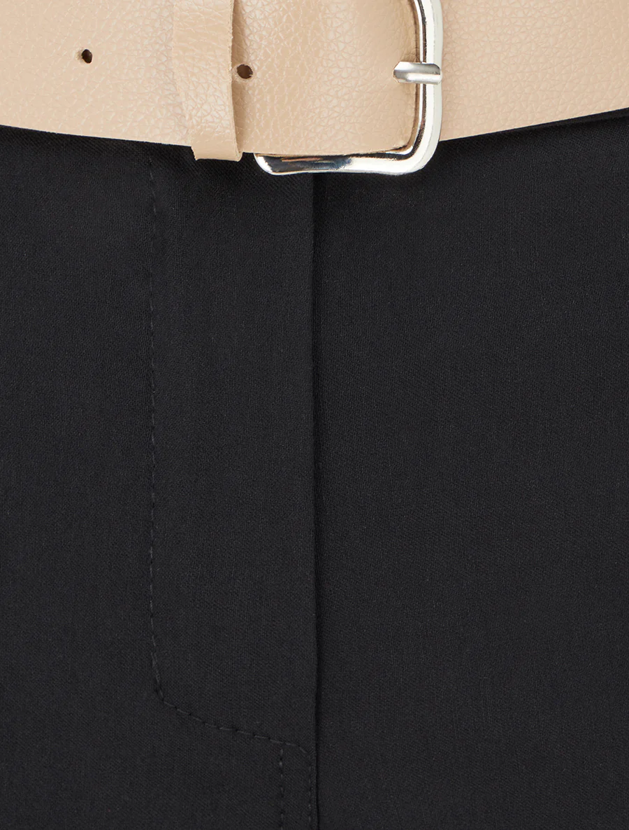Pantalon droit uni - Noir - Image 3