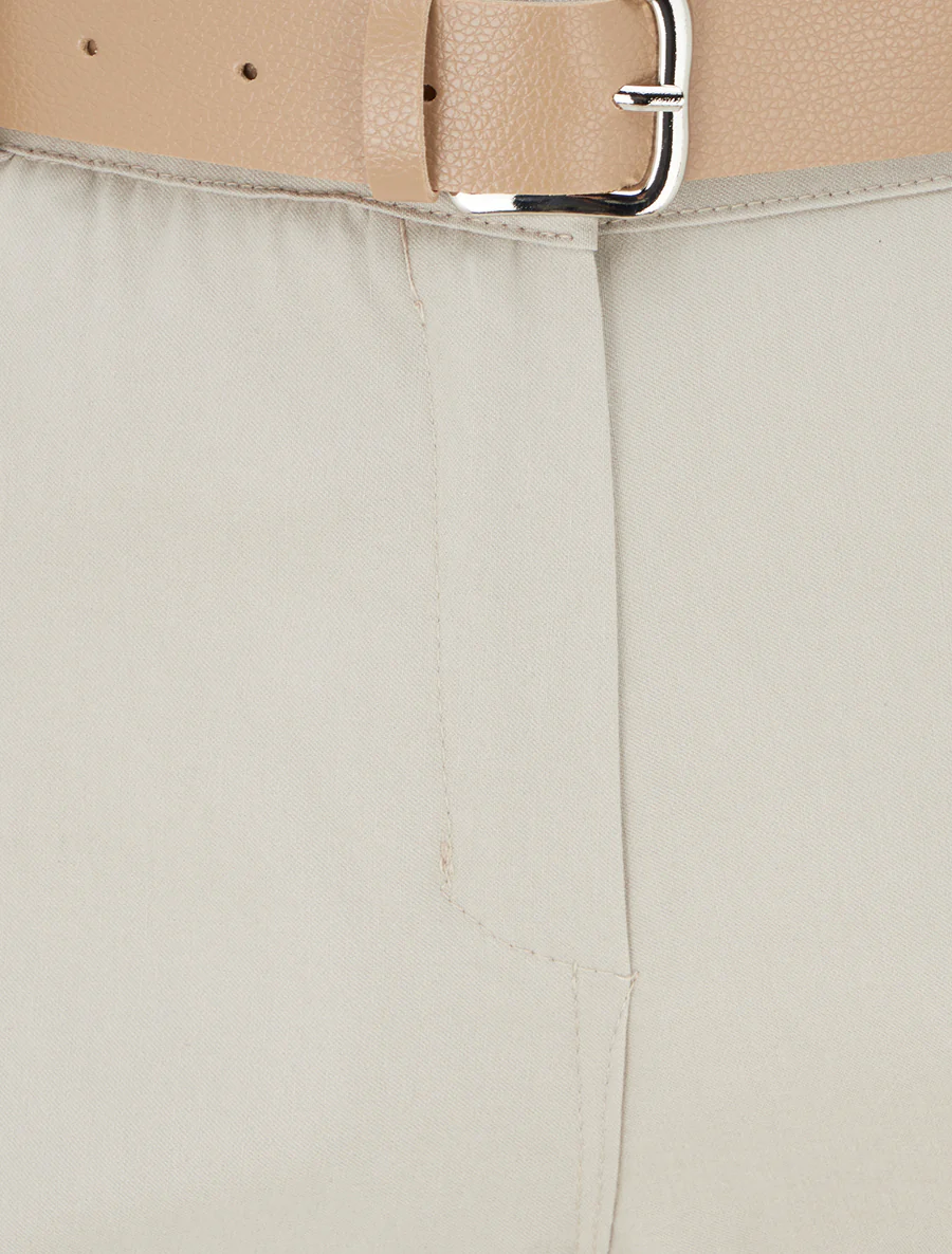 Pantalon droit uni - Beige - Image 3