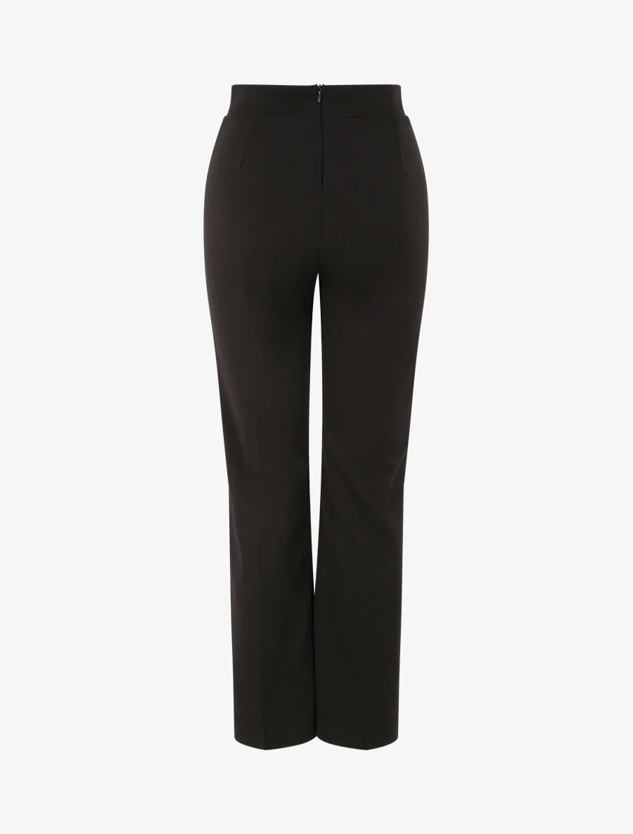 Pantalon droit uni taille haute - Noir - Image 2