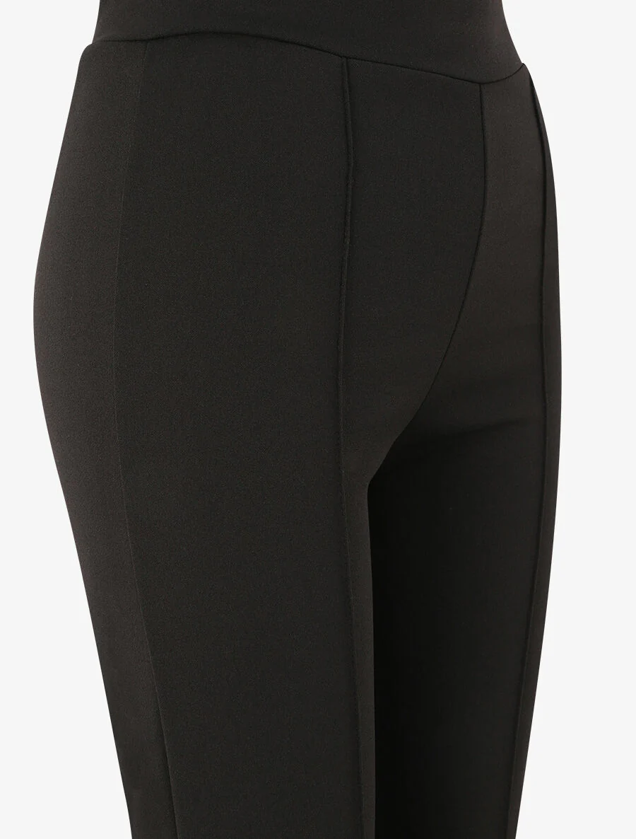 Pantalon droit uni taille haute - Noir - Image 3