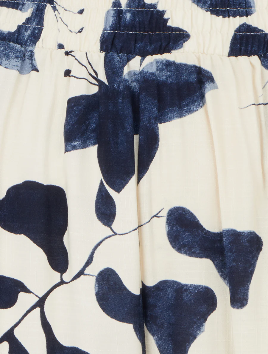 Pantalon droite imprimé floral - Marine - Image 3