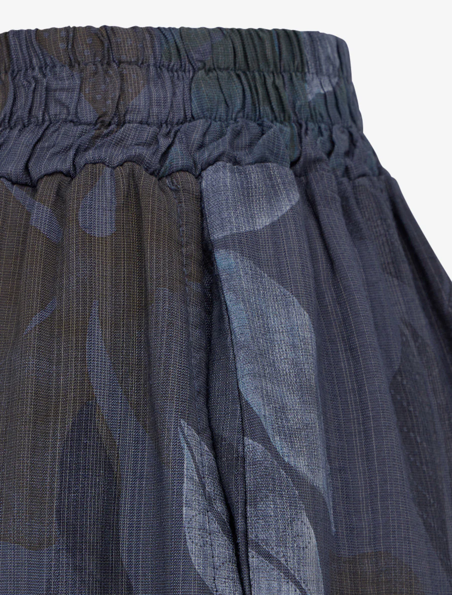 Pantalon élastiqué à imprimé feuillage - Marine - Image 3