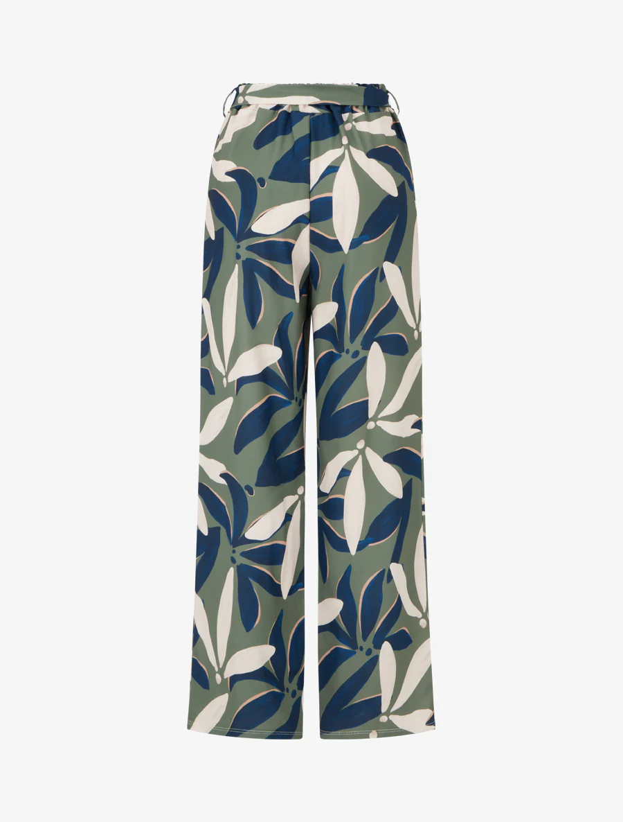 Pantalon élastiqué à imprimé floral - Kaki - Image 2
