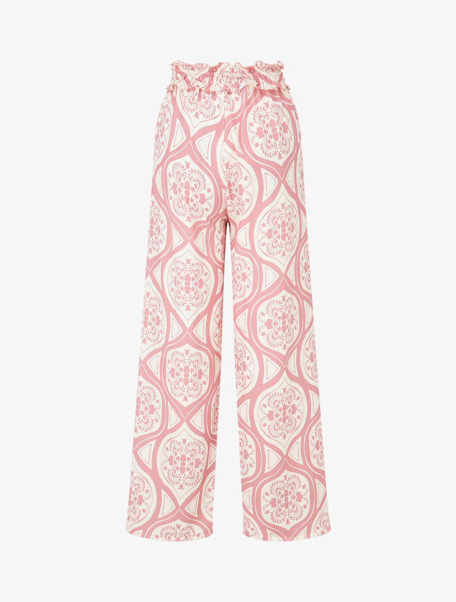 Pantalon élastiqué à imprimé graphique - Rose - Image 2