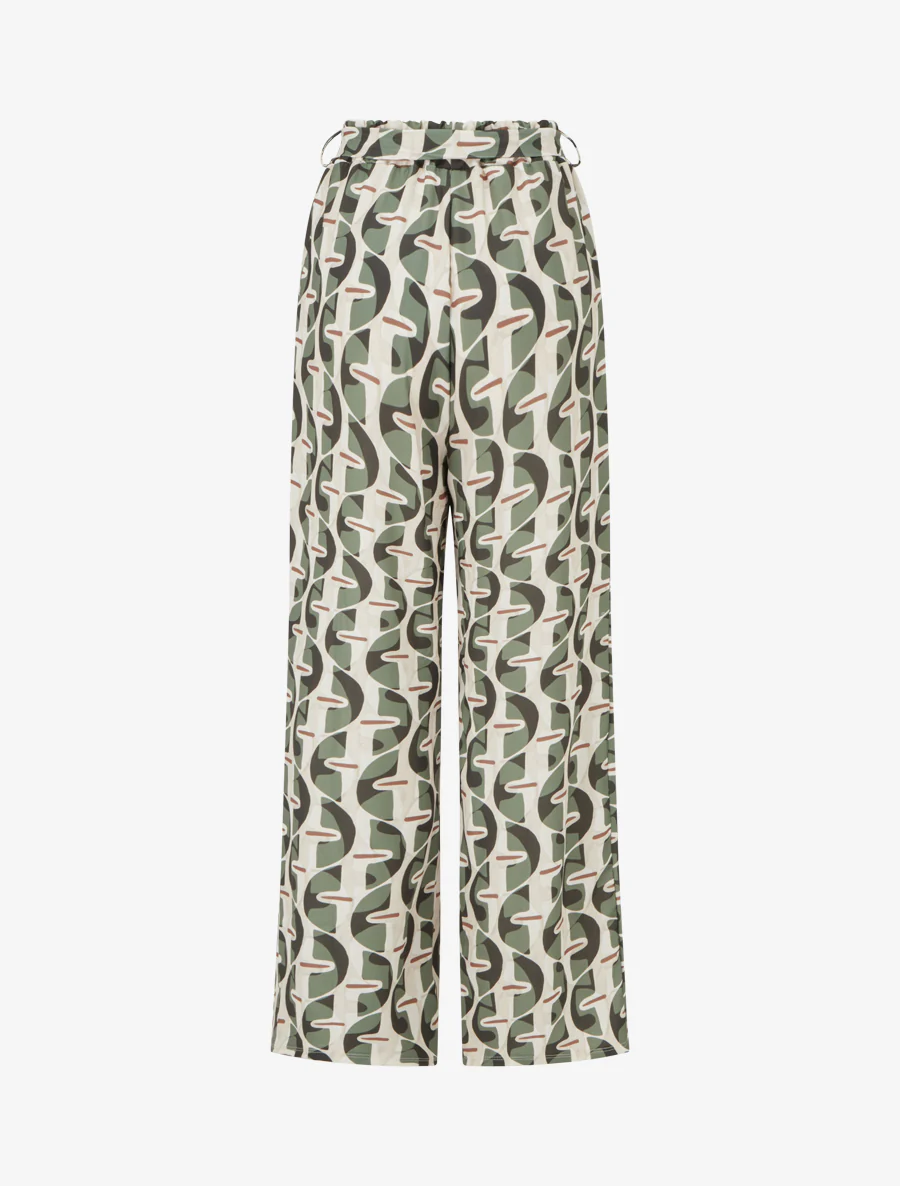 Pantalon élastiqué à imprimé graphique - Kaki - Image 2