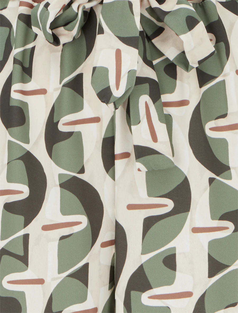 Pantalon élastiqué à imprimé graphique - Kaki - Image 3