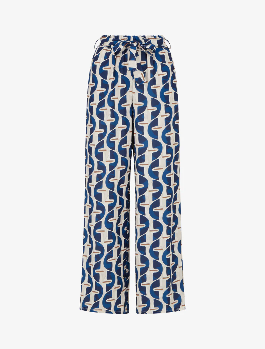 Pantalon élastiqué à imprimé graphique - Marine