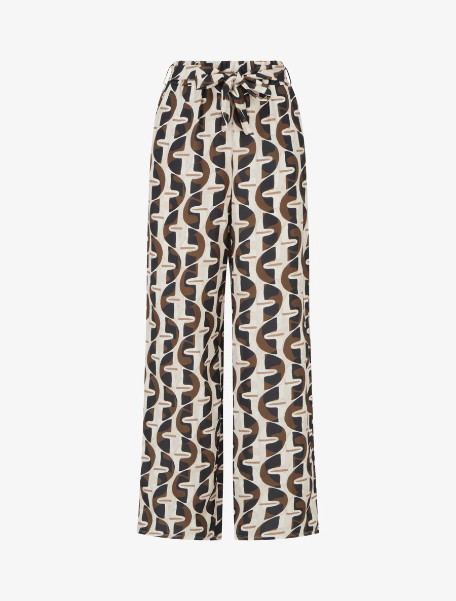 Pantalon élastiqué à imprimé graphique - Noir