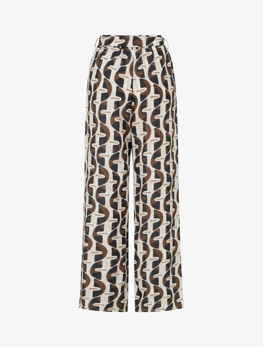 Pantalon élastiqué à imprimé graphique - Noir - Image 2
